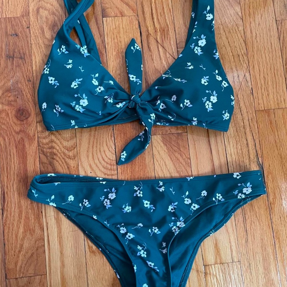 Hollister blue and white bikini set